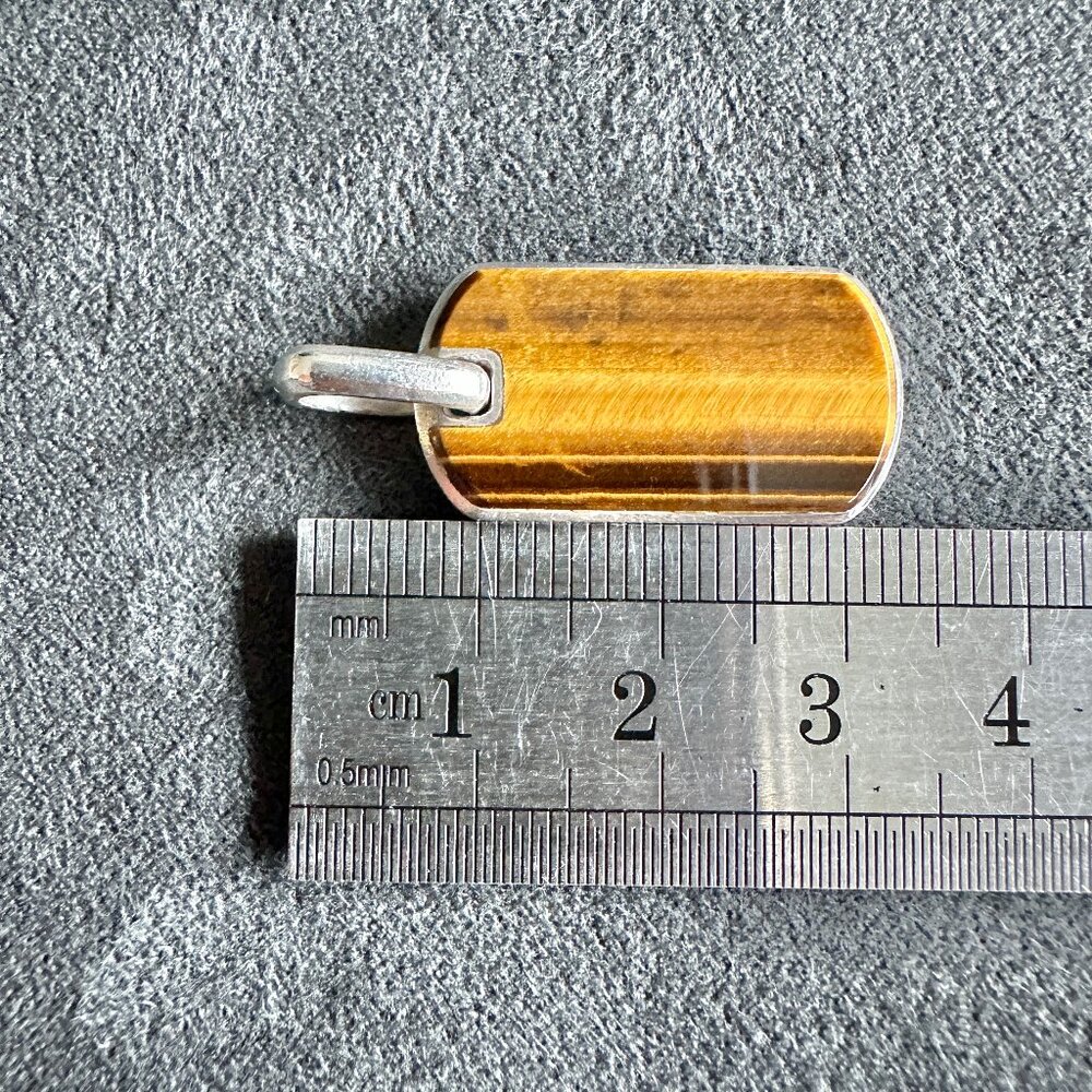 David Yurman Chevron Dog Tag Pendant w/ Tiger's Eye - 27mm - Picture 12 of 14